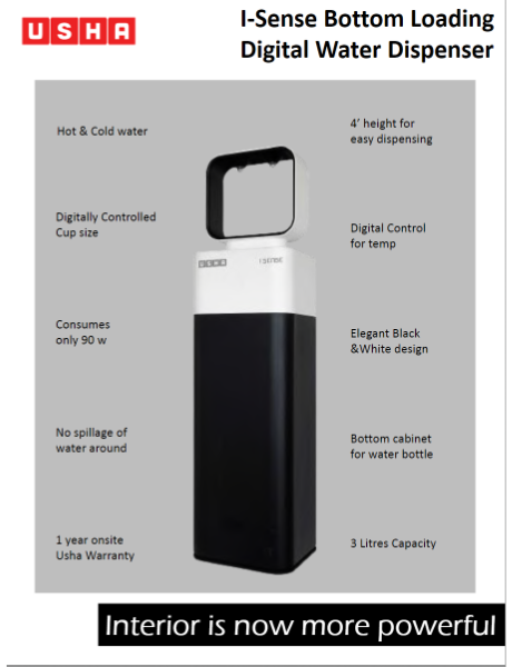Usha I-Sense Digital 3 L Front Load Water Dispenser